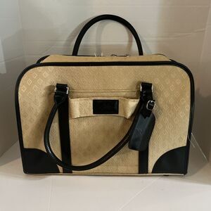 Joy Magano Travel Bag Beige & Black 17"x12"x8"
